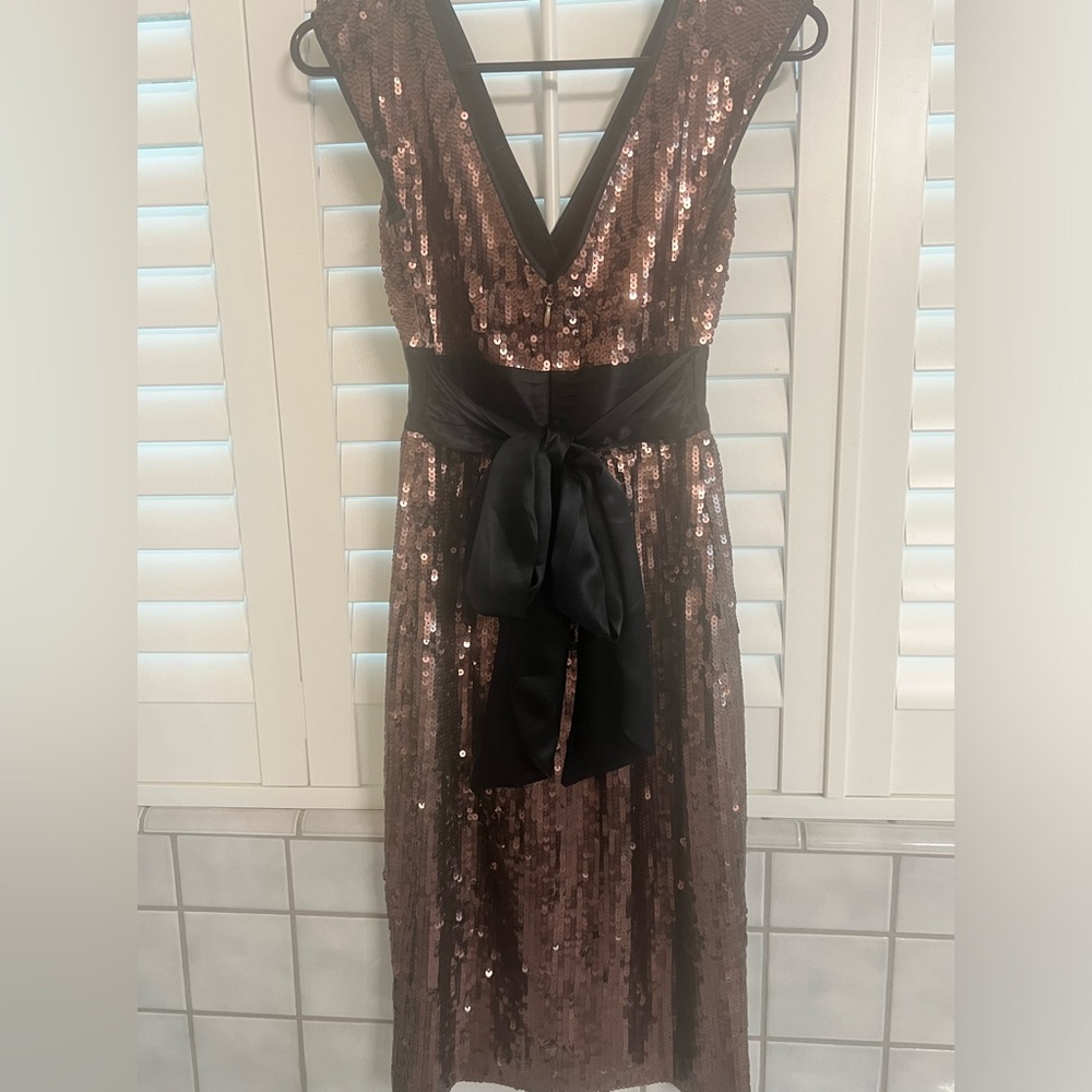 BCBG Bronze Midi Sequin  Dress worn once